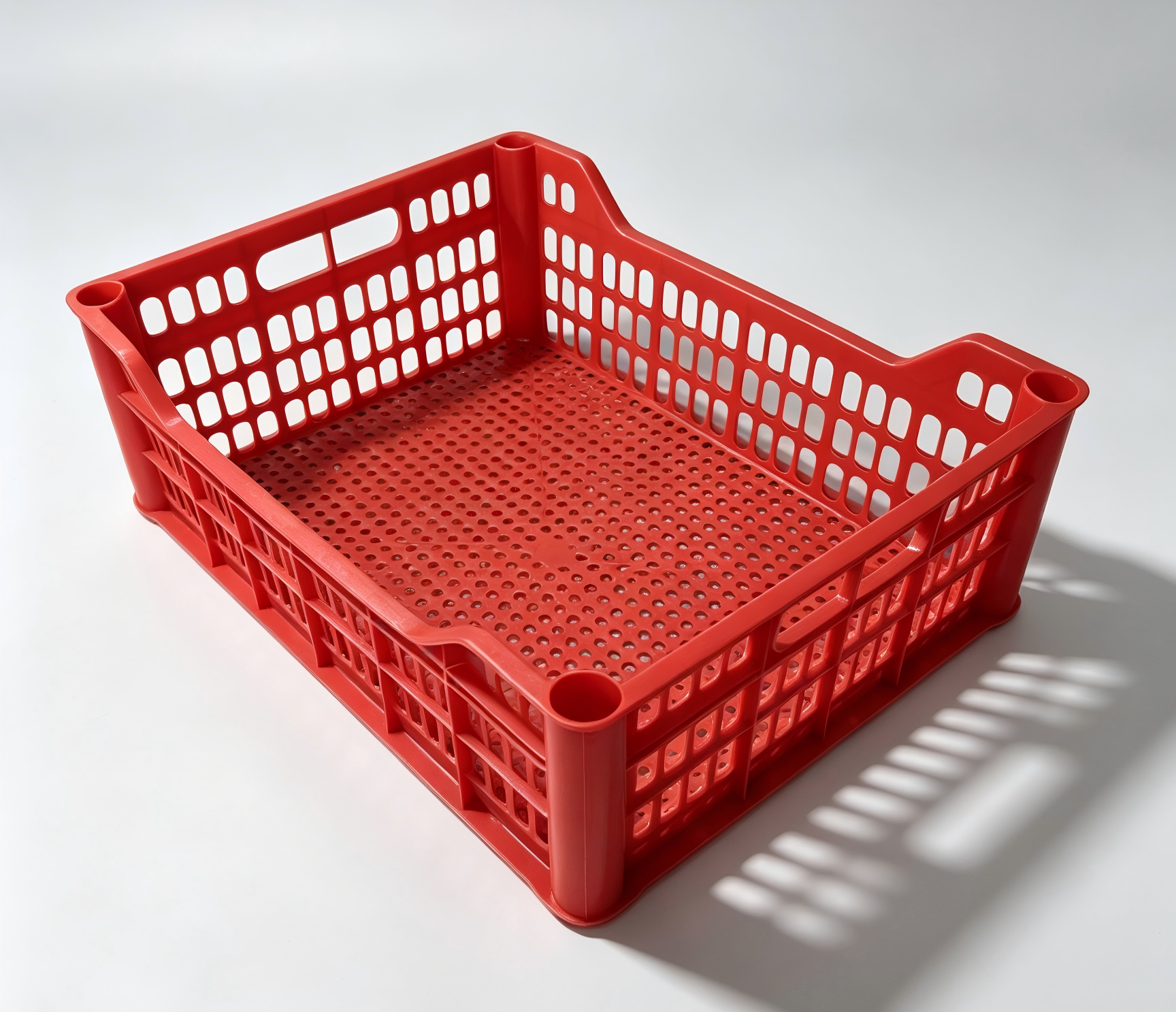 Wholesale Plastic Fruit Crates - Perforated Shallow Produce Basket