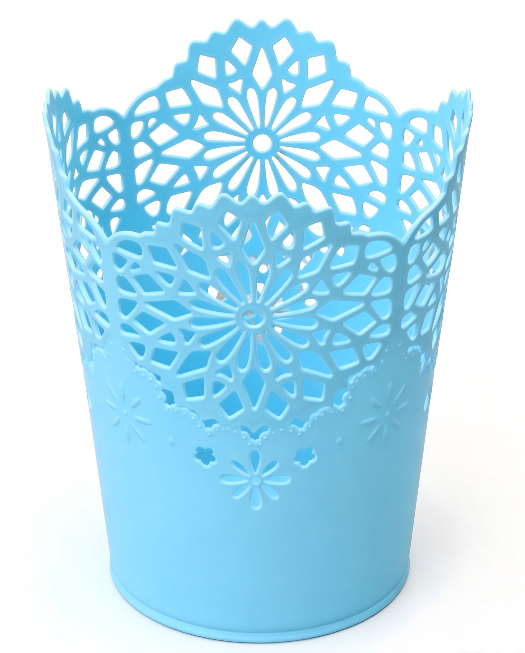 Decorative Hollow-Out Plastic Bin Mold - Flower Pattern Paper Basket Mould